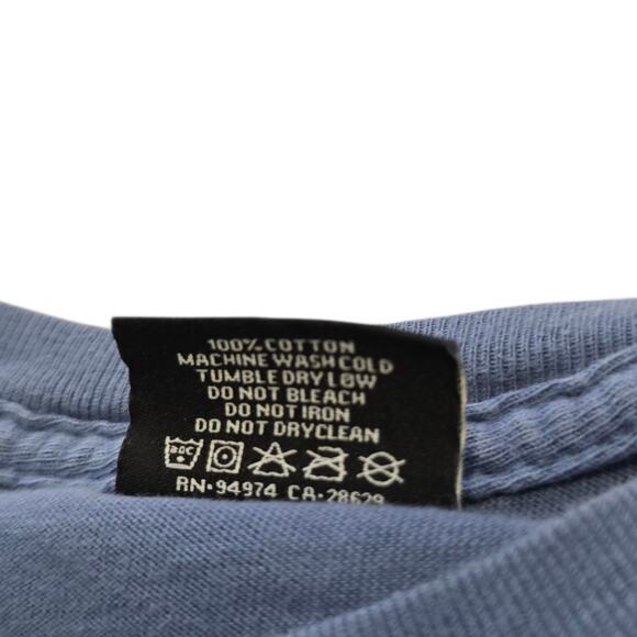 Stussy Basic Pigment Dyed T-Shirt Navy Blue Medium Distressed - Picture 5 of 8